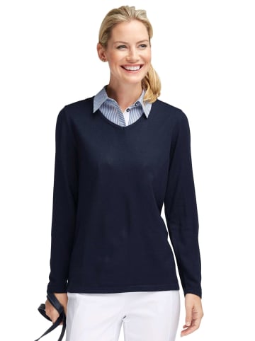 GOLDNER Blusenkragen mit liebevollen Details in marine / weiß / gestreift