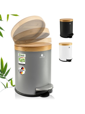 Exitoso EXITOSO Tretmülleimer mit Softclose-Deckel aus Bambus, 5 l - ideal für Bad & C