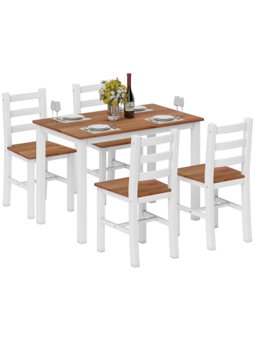 HOMCOM Essgruppe-108L x 65B x 75H cm-Braun+Weiß