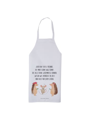 Mr. & Mrs. Panda Schürze Igel Seilhüpfen mit Spruch in Weiß