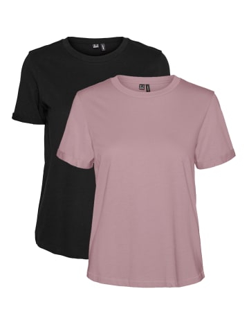 Vero Moda 2er Pack Basic T-Shirt VMPAULA in Rosa