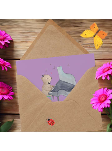 Mr. & Mrs. Panda Einladungskarte Klavier Achterbahn mit Spruch in Lavendeltraum