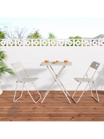 ABRIHOME Bistro Set in Beige 3-teilig klappbar mit 2 Stühlen und 1 Tisch für Garten