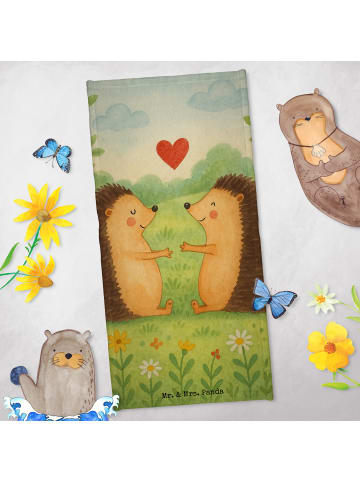 Mr. & Mrs. Panda Badhandtuch Igel Liebe Design ohne Spruch in Weiß