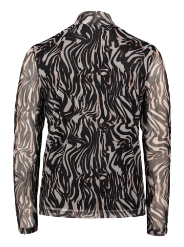 BETTY & CO Mesh-Shirt mit Stehkragen in Nature/Black