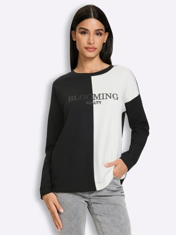 Heine Sweatshirt in schwarz-ecru-gemustert