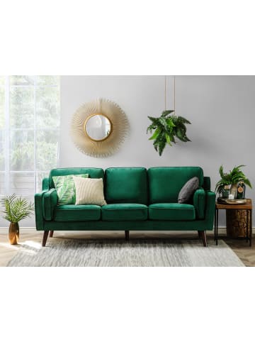 Beliani 3-Sitzer Sofa LOKKA in Grün/Braun - (W) 204 x (H) 85 x (L) 83 cm