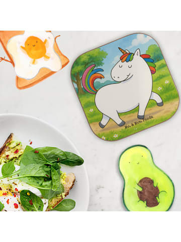 Mr. & Mrs. Panda Untersetzer für Gläser Einhorn Stolzieren Desig... in Weiß