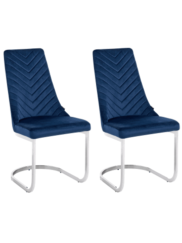 Beliani 2er-Set Esszimmerstuhl ALTOONA in Blau/Silber