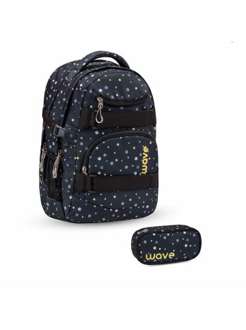 Wave Rucksack Infinity Schulrucksack Set 2 tlg. "Black and Yellow Dots" 10 Jahre