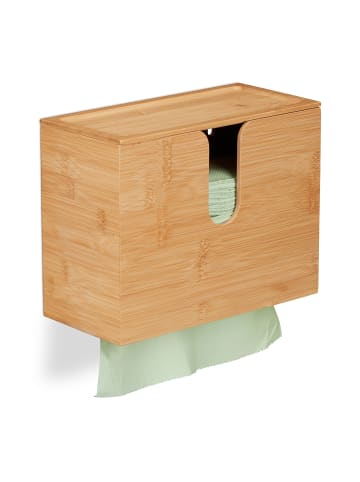 relaxdays Papierhandtuchspender in Natur - (B)27 x (H)21 x (T)13 cm
