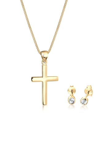 Elli Schmuckset 925 Sterling Silber Kreuz in Gold