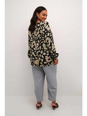 KAFFE curve Bluse langarm KCbella Regular fit in Black/Sand Leo Print