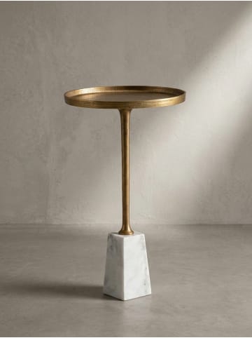 KADIMA DESIGN Beistelltisch Echter Marmor Metall 34x34x58 cm Anstelltisch