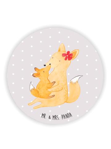 Mr. & Mrs. Panda Rund Magnet Fuchs Mama ohne Spruch in Grau Pastell