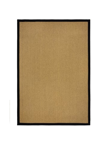 KADIMA DESIGN Outdoor Teppich Sisal Bordüre, Balkon schmutzabweisend in Natur-Schwarz