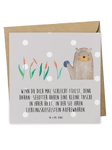 Mr. & Mrs. Panda Grußkarte Otter Stein mit Spruch in Grau Pastell