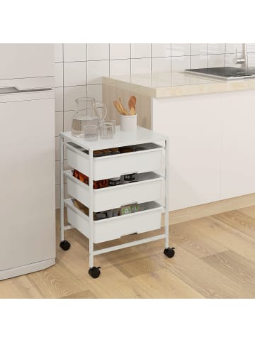 HOMCOM Rollwagen-40,8L x 33,5B x 60,5H cm-Weiß