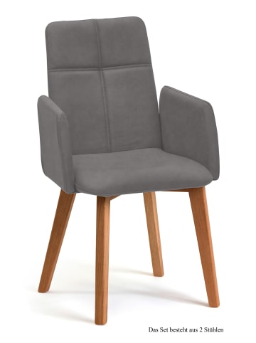 58 aufm Kessel ARMLEHNSTUHL (2er-Set) Dardana 52x92x60 Eiche geölt/Grau
