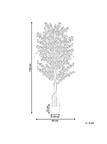 Beliani Kunstpflanze SAKURA in Grün/Rosa/Schwarz - (W) 60 x (H) 150 x (L) 60 cm