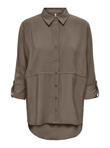 JACQUELINE de YONG Bluse Hemdkragen Voluminöse Ärmel Bündchen in Braun-3