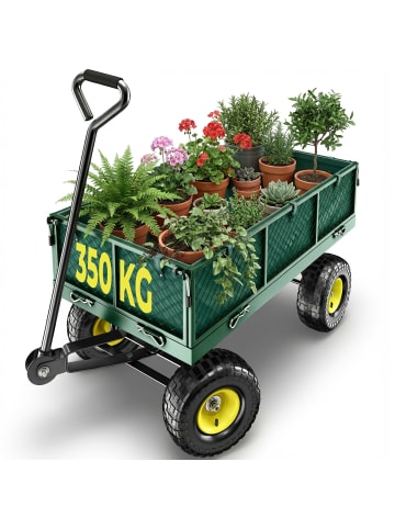 tectake Handwagen max. 350kg, Kippfunktion mit klappbaren Seitenwänden