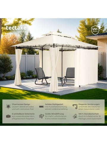 tectake Gartenpavillon Emine inklusive Spannseilen und Heringen, creme