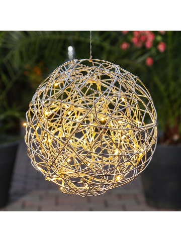 MARELIDA LED Drahtkugel 30cm Kugelleuchte Gartenleuchte in silber