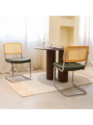 ABRIHOME Esszimmerstuhl in Grün Kunstleder mit Chrombeinen 2er Set