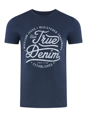 Mustang T-Shirt Basic Print in Blau