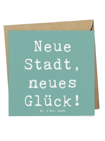 Mr. & Mrs. Panda Doppelkarte Spruch Umzug neue Stadt mit Spruch in Meeresbrise