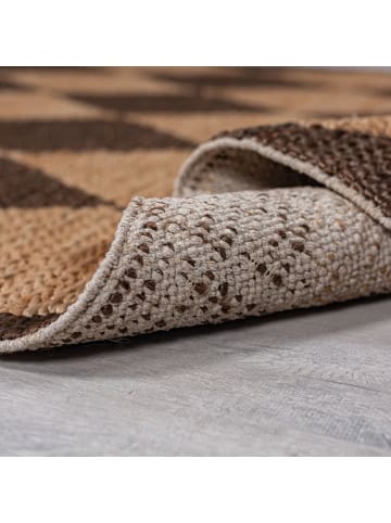 KADIMA DESIGN Teppich Jute Flachgewebe Rauten Muster, Wohnzimmer in Braun