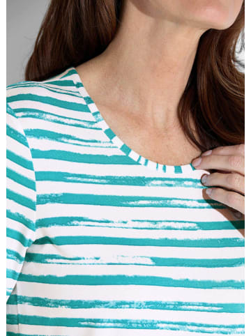 GOLDNER Kurzgröße:  Shirt in petrol / weiß / gemustert