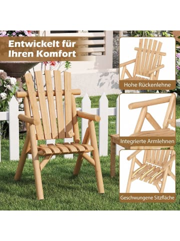 COSTWAY Gartenstuhl Holz in Hellbraun