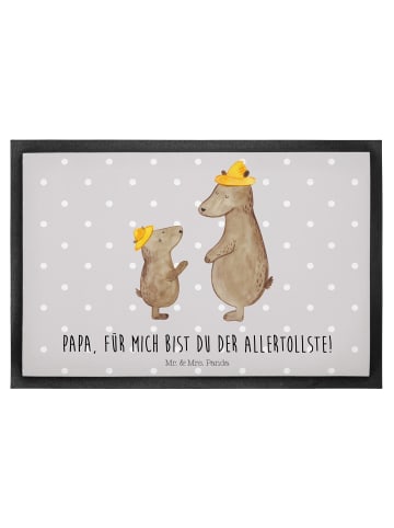 Mr. & Mrs. Panda Schmutzmatte Bären mit Hut mit Spruch in Grau Pastell