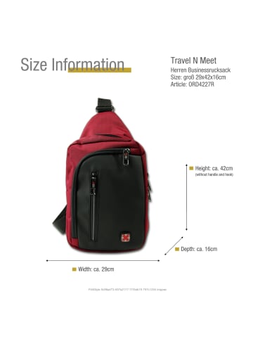 Travel n meet Polyester Umhängetasche Travel N Meet Tasche rot, schwarz ca. 18cm
