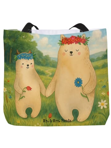 Mr. & Mrs. Panda Strandtasche Bären mit Blumenkranz Design ohne ... in Weiß