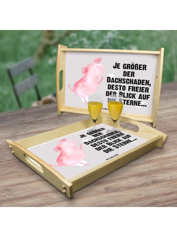 Mr. & Mrs. Panda Essenstablett Axolotl Tanzen mit Spruch in Grau Pastell