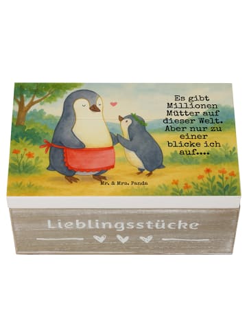 Mr. & Mrs. Panda Geschenkbox Pinguin mit Kind Design mit Spruch in Weiß