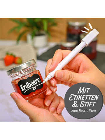 Praknu 24 Mini Gläser 50ml mit Deckel, Etiketten - Luftdichte Gläschen zum