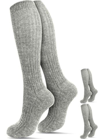 normani 3 Paar Schafwoll-Kniestrümpfe in Grau