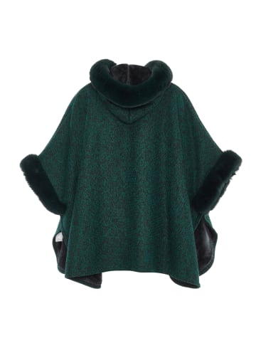 osha Damen Poncho in Dunkelgrün