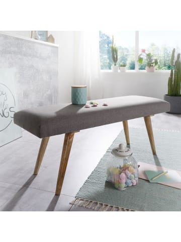 KADIMA DESIGN Sitzbank Stoff / Massivholz Bank 117x51x38 cm im Retro Stil, 2er in Grau