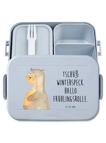 Mr. & Mrs. Panda Bento Lunchbox Otter Bauch Motiv mit Spruch in Blau Pastell