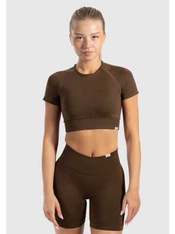 SMILODOX Crop Shirt Elna in Braun