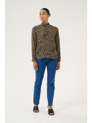 Kaffe Langarm-Bluse KAamber in Major Brown/Black Leopard