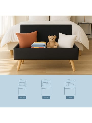 relaxdays Sitzbank in Schwarz - (B)110 x (H)40 x (T)40 cm