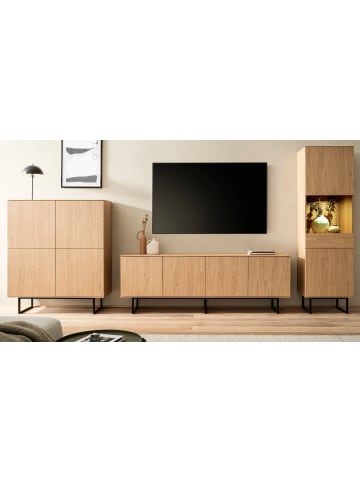 Furn.Design Wohnwand Stone Eiche, 3-teilig 400 cm, Schrankwand mit Push-to-Open