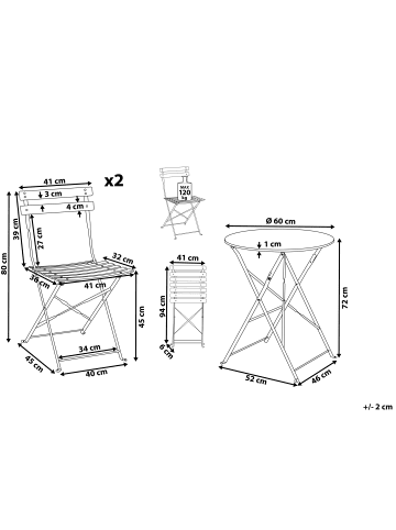 Beliani 3-tlg Bistro Set FIORI in Rot