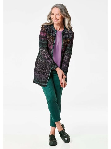 GOLDNER Strickjacke Multicolor-Cardigan mit Stehkragen in bunt
